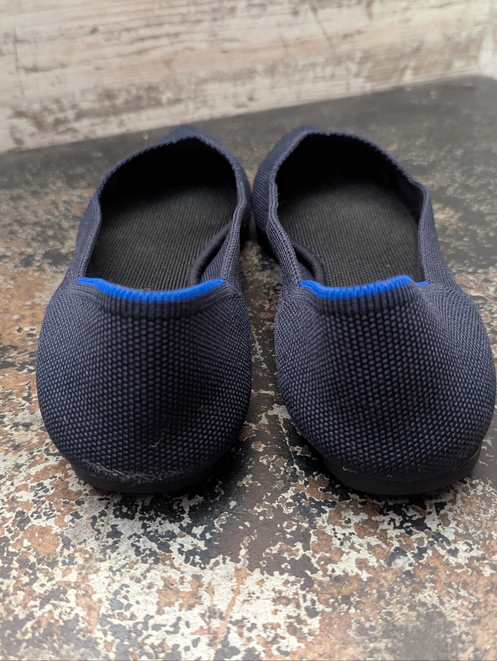 Womens Rothys The Point Flats Loafers Shoes SZ 9.5 Used Navy Blue Knit - Picture 6 of 9